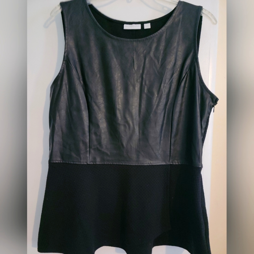 Faux leather upper peplum , side zip top NY&CO